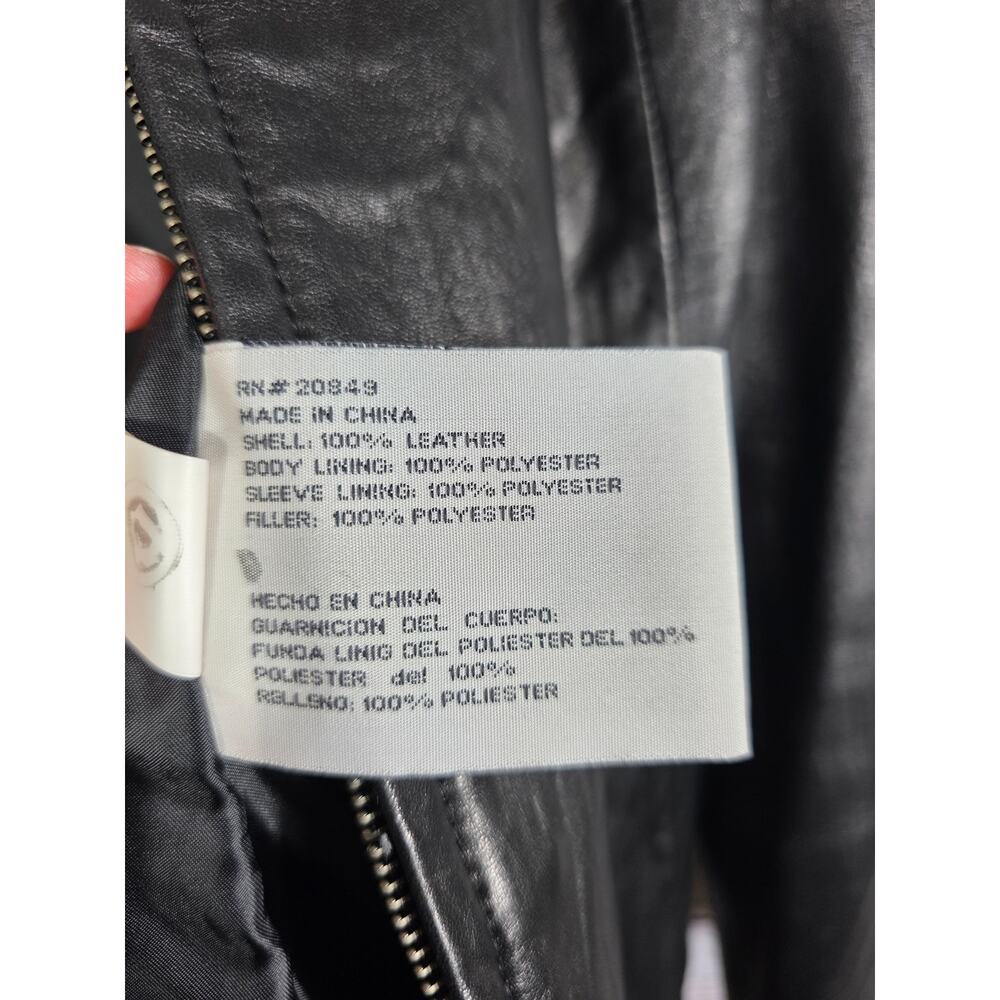 Excelled Collection Women's Black Genuine Leather Jacket Size Large Zip Front - Picture 4 of 5